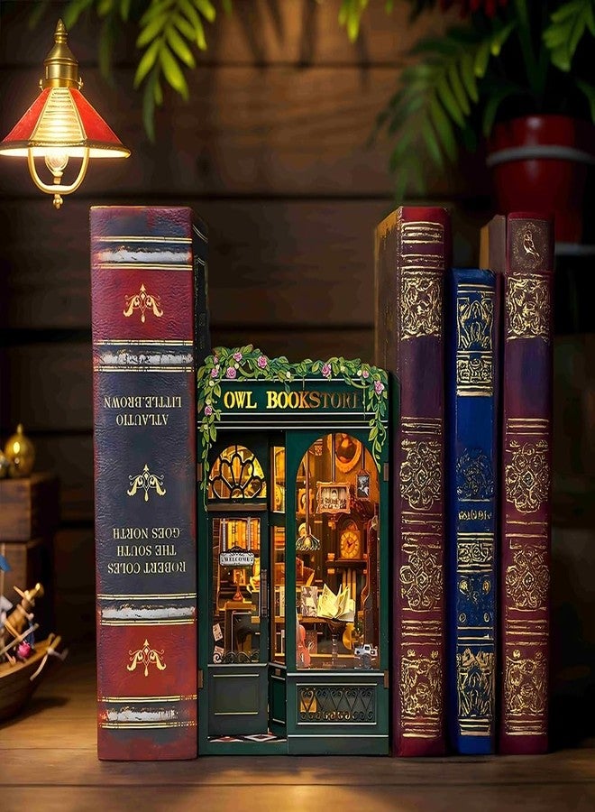 Cutefun Book Nook Kit - DIY Miniature House Kit for Bookshelf Decor, Book Nook Kits for Adults & Beginners, 3D Wooden Puzzle Dollhouse, Ideal Gift for Family and Friends (OWL Bookstore) - Image 4